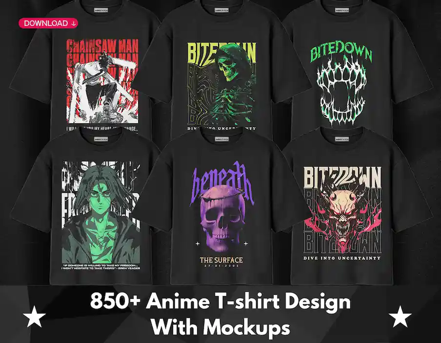 Anime T-shirt design with Mockups