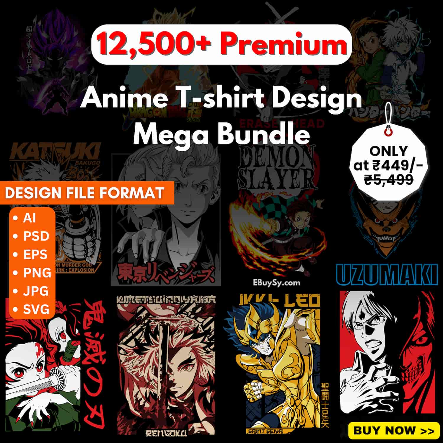 Anime T-shirt design Mega Bundle